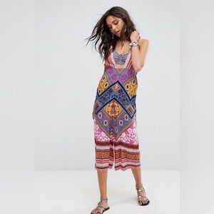 Free People Cropped Wide Leg Multicolor Jumpsuit